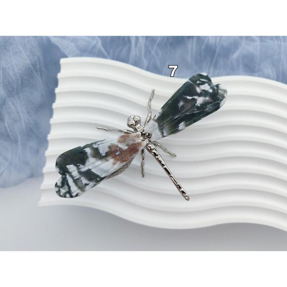 Moss Agate Dragonfly Wing Carving - Picture 12 of 12